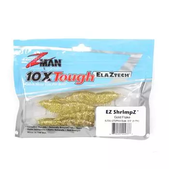 Zman Soft Lure Shrimpz 3,5 дюйма, 4 шт. в упаковке, золотистые чешуйки (2376)