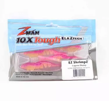 Zman Soft Lure Shrimpz 3,5 дюйма, 4 шт. в упаковке, креветка Лагуна (1451)