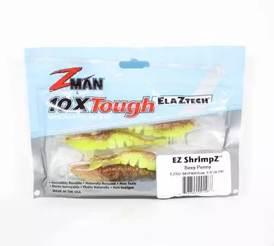 Zman Soft Lure Shrimpz 3.5 Inch 4/Pack Sexy Penny (1468)
