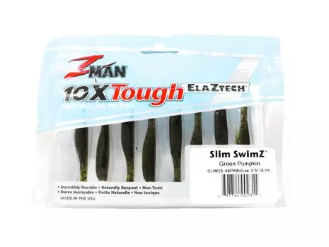 Мягкая приманка Zman Slim SwimZ 2,5 дюйма 8 шт. в упаковке, зеленая тыква (2311)