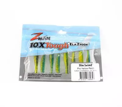 Zman Soft Lure Slim SwimZ 2,5 дюйма, 8 шт./упаковка Pro, желтый окунь (4656)