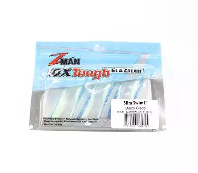 Zman Soft Lure Slim SwimZ 3 дюйма, 6 шт. в упаковке Disco Cisco (4724)