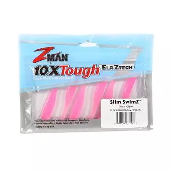 Zman Soft Lure Slim SwimZ 3 дюйма, 6 штук в упаковке, розовое свечение (1567)