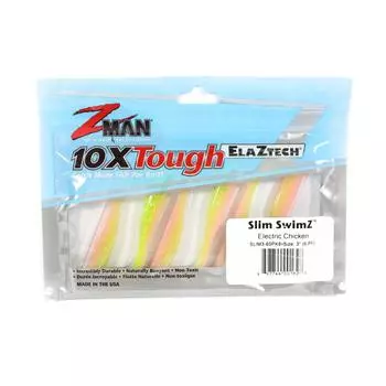 Zman Soft Lure Slim SwimZ 3 дюйма 6 шт. в упаковке Electric Chicken (1628 г.)