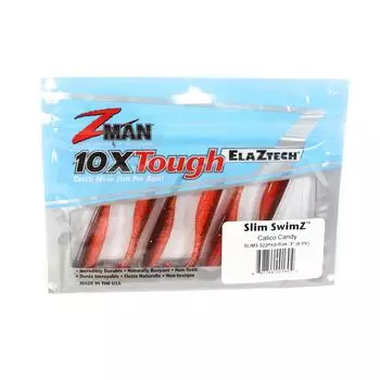 Zman Soft Lure Slim SwimZ 3 дюйма, 6 шт. в упаковке, ситцевый, конфеты (1604)