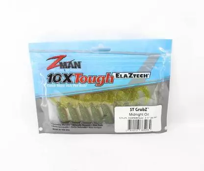 Zman Soft Lure ST GrubZ 2,5 дюйма, 8 шт. в упаковке, масло Midnight (5264)