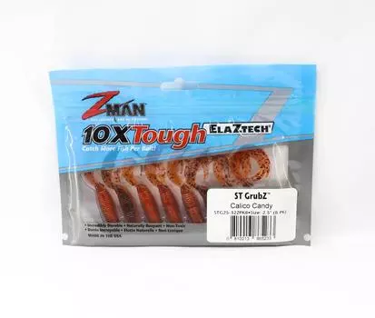Zman Soft Lure ST GrubZ 2,5 дюйма, 8 штук в упаковке Calico Candy (5233)