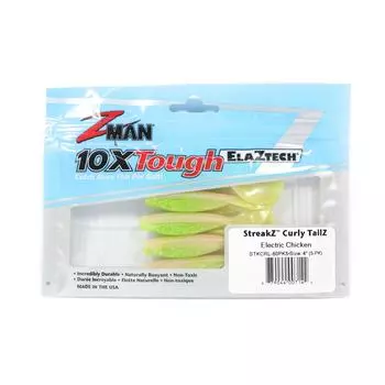 Zman Soft Lure StreakZ Curly 4 дюйма (5 шт. в упаковке) Electric Chick (7142)