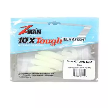Zman Soft Lure StreakZ Curly 4 дюйма 5 шт. в упаковке Glow (7210)