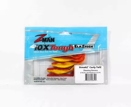 Zman Soft Lure StreakZ Curly 4 Inch 5/Pack Bleeding Banana (8521)