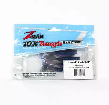 Zman Soft Lure StreakZ Curly TailZ 4 дюйма, 5 шт. в упаковке, кольца Mood (3892)