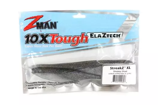 Zman Soft Lure StreakZ XL 8 дюймов 2 шт. в упаковке Smoky Shad (2628)