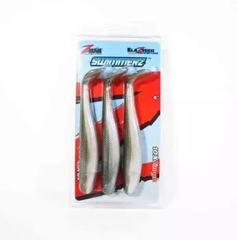 Zman Soft Lure SwimmerZ 6 дюймов, 3 шт. в упаковке, блестящая приманка (4905)