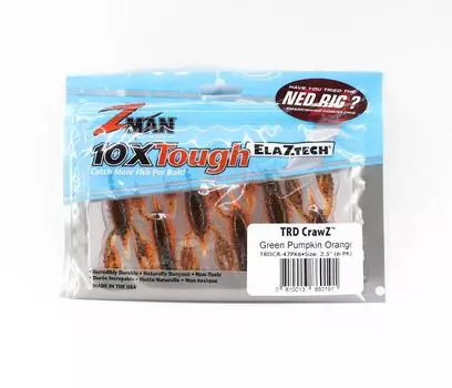 Zman Soft Lure TRD Crawz 2,5 дюйма, 6 шт. в упаковке, зеленая тыква, оранжевый (0191)