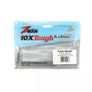 Zman Soft Lure Trick ShotZ 3,5 дюйма, 6 шт. в упаковке, белая молния (2076)
