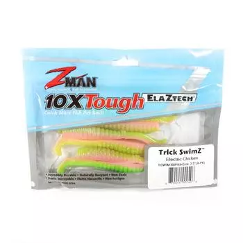 Zman Soft Lure Trick SwimZ 3,5 дюйма 6 в упаковке Электрическая курица (2406)