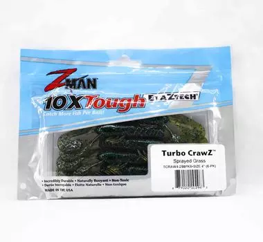 Zman Soft Lure Turbo CrawZ 4 дюйма, 6 шт. в упаковке, распыленная трава (2963)