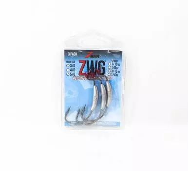 Zman ZWG Утяжеленный крючок-червь для плавательной наживки 3/16 унций 5/0 3 шт./упаковка (7237)