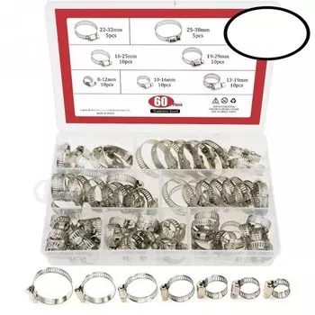 zmart 60 шт. хомутов для шланга из нержавеющей стали, набор хомутов для шланга, хомуты для шланга, многоразмерные обручи, набор хомутов для шланга, автомобильный крепежный инструмент 8 мм-38 мм