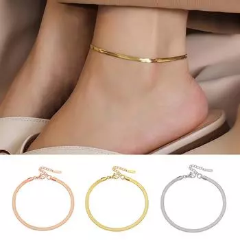 Змеиная цепочка, браслеты из нержавеющей стали для женщин/мужчин, аксессуары для ног, украшения для ног серебряный