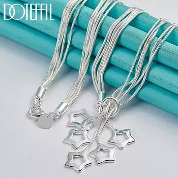 Змеиная цепочка, кулон со звездой, ожерелье, серебряный подарок для вечеринки, модные украшения 45cm