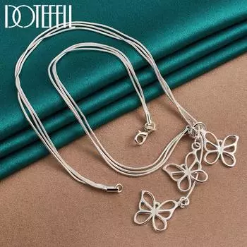 Змеиная цепочка, ожерелье-бабочка, серебряный подарок, романтические украшения 48cm