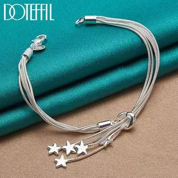 Змея-цепочка, подвеска-звезда, браслет-цепочка, подарок, серебряные модные украшения 20cm