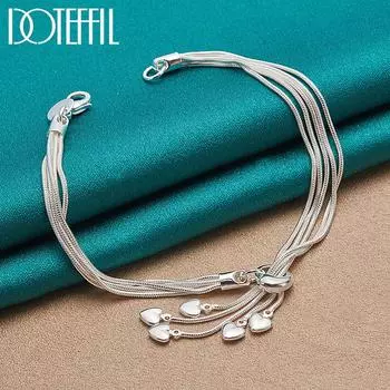 Змеиная цепочка-сердце-подвеска-браслет Серебряные красивые украшения 20cm