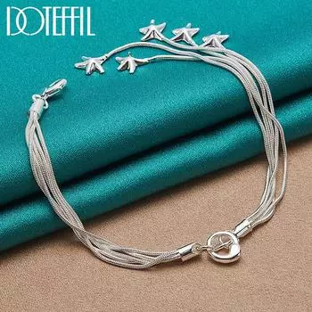 Змеиная цепочка-звезда, кулон-браслет, серебряные романтические украшения 20cm