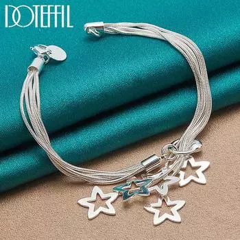 Змеиная цепочка-звезда, кулон-браслет, серебряные романтические украшения 20cm