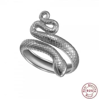 Змеиные кольца для женщин и мужчин, панк, хип-хоп, открытое регулируемое кольцо из стерлингового серебра 925 пробы, эстетическое серебряное цветное кольцо, тонкое Resizable серебряный