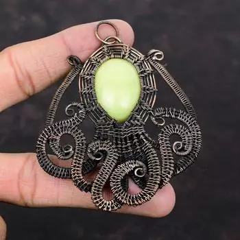 Змеиный кулон Медная проволока Обернутый кулон Осьминог Ювелирные изделия из драгоценных камней Кулон ручной работы Медная проволока Ювелирный подарок для женщин Дизайнерский кулон