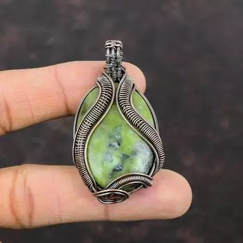 Змеиный кулон Медная проволока Обернутый кулон Подвеска с драгоценным камнем Ювелирные изделия из проволочной обмотки Кулон ручной работы Уникальный медный дизайн Ювелирные изделия Подарок для него