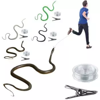 Змеиный розыгрыш с зажимом для веревки - Шутка со змеей, змея на веревке, розыгрыш, который люди делают, Гольф своими руками Шутка со змеей с веревкой и зажимом One Size зелёный