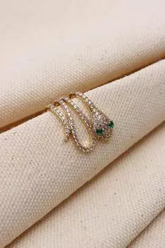 Змея Фигура Камень Золотого Цвета Ушная Манжета Хрящ Серьги(VIP)