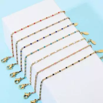 ZMZY Boho браслеты из нержавеющей стали для женщин милый эмалевый браслет ювелирные изделия золотого цвета звенья браслет-цепочка Femme Mujer Pulsera