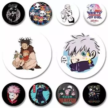 Значок аниме дзюдзюцу кайсен 32/44/58 мм, милый круглый значок Годзё Сатору Юдзи Итадори, брошь на воротник рюкзака своими руками, модные ювелирные изделия, аксессуары 32mm(1.26in)