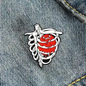 Значок броши серии «Сердце Хэллоуина», креативный значок с изображением органа красного сердца красный
