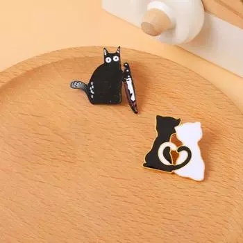 Значок-булавка Кошка Брошь-булавка Нагрудная брошь-булавка Милая эмалевая булавка Одежда 1