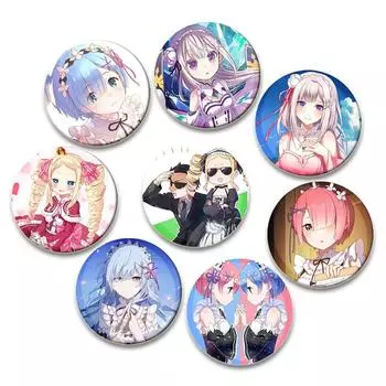 Значок на лацкан джинсовой куртки 32/44/58 мм, симпатичная мультяшная фигурка Рем/Беатрис, аниме-брошь Re Zero Starting Life in Another World, подарок ручной работы 32mm
