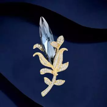 Значок Роскошный Высококачественный Простой Синий Кристалл Брошь Мужской И Женский Высококачественный Костюм Корсаж Циркон Булавка electroplated real gold королевский синий