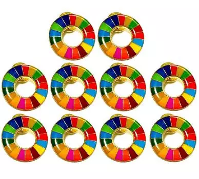 Значок SDGs официальной системы штаб-квартиры ООН 25 мм, золотистый, круглый, отделка, значок SDGs, значок SDGs, идеально подходит для шляп и сумок, симпатичный, в комплекте 30 шт.