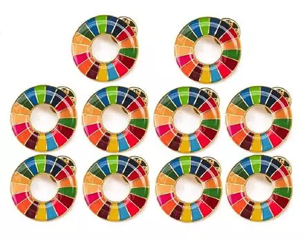 Значок SDGs официальной системы штаб-квартиры ООН 20 мм с закругленной отделкой, золотистый, значок SDGs, значок SDGs, идеально подходит для шляп и сумок, симпатичный, поставляется с 30 застежками