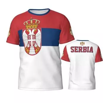 Значок сербского флага, 3D футболка для мужских и женских футболок, командная одежда, подарок для футбольных фанатов S белый