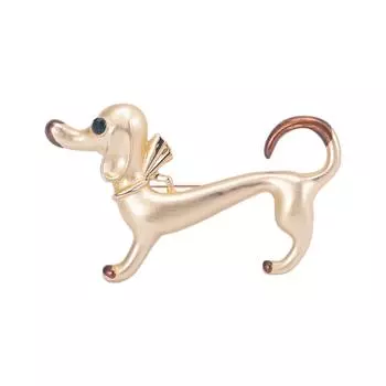 Значок Такса Металлический Лацканный Значок Персонализированная Брошь Универсальное Украшение Модный Аксессуар для Одежды и Сумок золотой