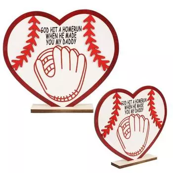 Знак для бейсбольного стола из дерева Бог сделал хоумран, когда сделал тебя моим папочкой. Украшение рабочего стола в домашнем офисе. Подарок на Рождество ко Дню отца. красный