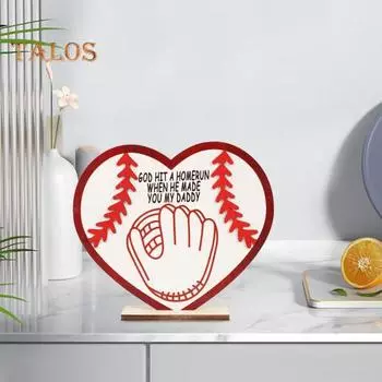 Знак для бейсбольного стола из дерева Бог сделал хоумран, когда сделал тебя моим папочкой. Украшение рабочего стола в домашнем офисе. Подарок на Рождество ко Дню отца. красный