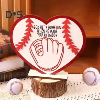 Знак для бейсбольного стола из дерева Бог сделал хоумран, когда сделал тебя моим папочкой. Украшение рабочего стола в домашнем офисе. Подарок на Рождество ко Дню отца. красный
