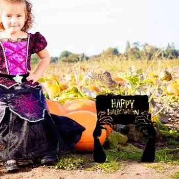 Знак для двора на Хэллоуин, металлическая ручная табличка с надписью «Счастливого Хэллоуина» и колом, жуткий зомби, декор для дома и сада в помещении и на открытом воздухе чёрный