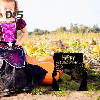 Знак для двора на Хэллоуин, металлическая ручная табличка с надписью «Счастливого Хэллоуина» и колом, жуткий зомби, декор для дома и сада в помещении и на открытом воздухе чёрный